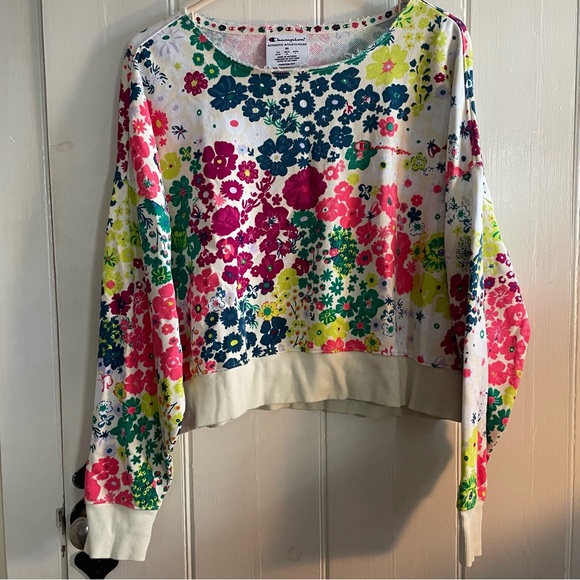 Champion Campus Floral Print French Terry Sweatshirt Size Medium - Picture 4 of 6